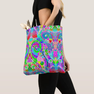Hand- en digitaal gekleurd patroon art 22 tote bag