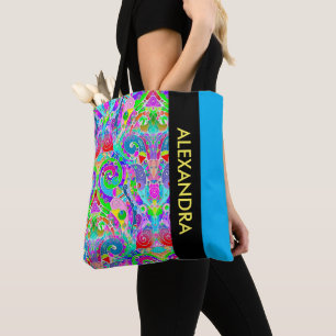Hand- en digitaal gekleurd patroon art 22 tote bag