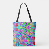 Hand- en digitaal gekleurd patroon art 22 tote bag (Achterkant)