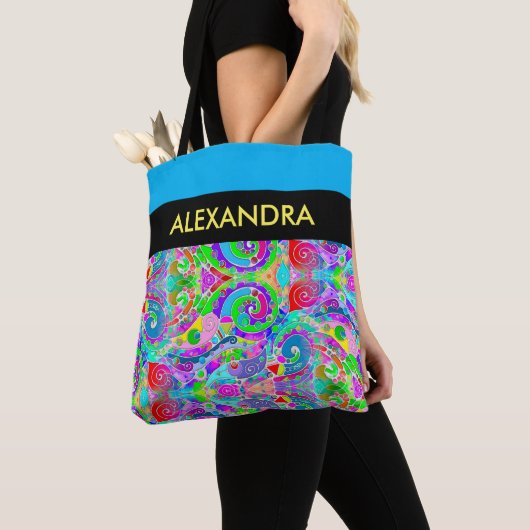 Hand- en digitaal gekleurd patroon art 22 tote bag (Dichtbij)
