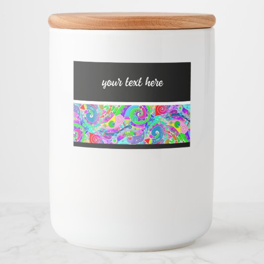 Hand- en digitaal gekleurd patroon art 22 voedselcontainer etiket (Voorkant)