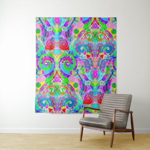 Hand- en digitaal gekleurd patroon art 22 wandkleed