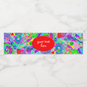 Hand- en digitaal gekleurd patroon art 22 waterfles etiket (Enkel label)