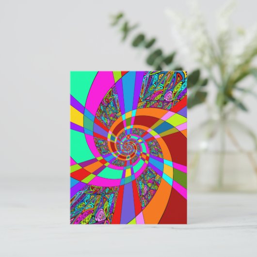 Hand- en digitaal gekleurd patroon art 3 briefkaart (Staand voorkant)