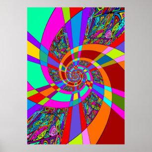 Hand- en digitaal gekleurd patroon art 3 poster