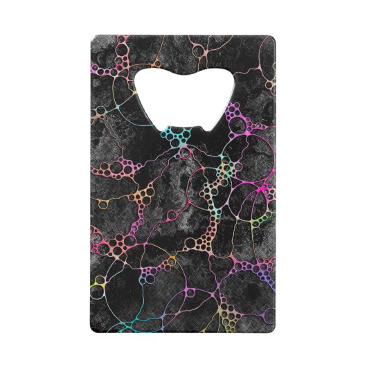 Hand- en digitaal gekleurd patroon art. 41 + 44 creditkaart flessenopener (Voorkant)