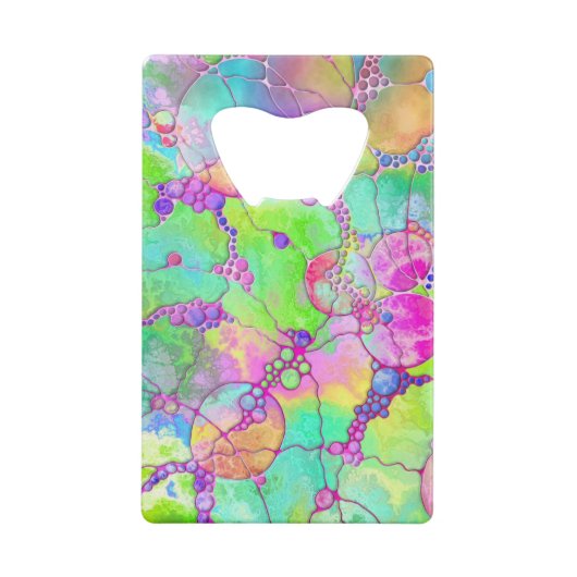 Hand- en digitaal gekleurd patroon art. 41 + 44 creditkaart flessenopener (Achterkant)