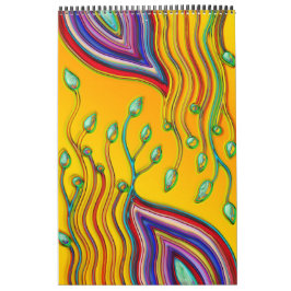 Hand- en digitaal gekleurd patroonkunstwerk 9 kalender