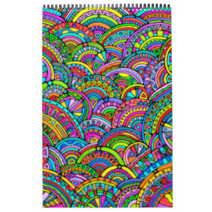 Hand- en digitaal gekleurd patroonpatroon art 27 kalender