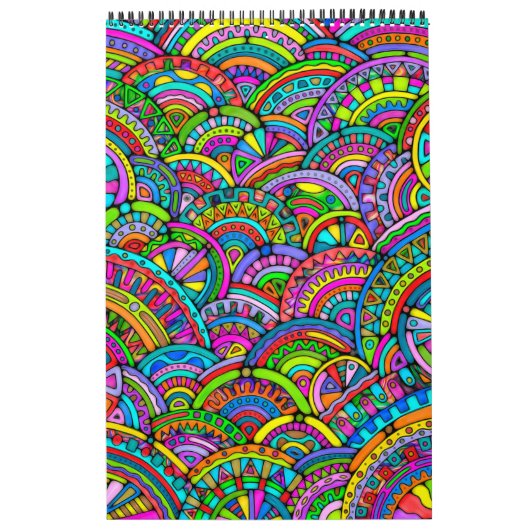 Hand- en digitaal gekleurd patroonpatroon art 27 kalender (Hoes)