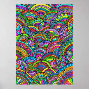 Hand- en digitaal gekleurd patroonpatroon art 27 poster