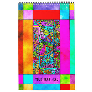 Hand- en digitaal gekleurd patroonpatroon art 2 - kalender