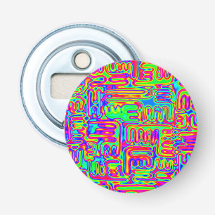 Hand- en digitaal gekleurd patroonpatroon art 42 button flesopener