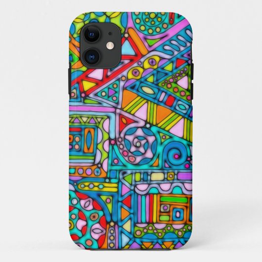 Hand- en digitaal gekleurd patroonpatroon art 53 Case-Mate iPhone case (Achterkant)