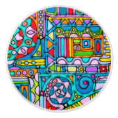 Hand- en digitaal gekleurd patroonpatroon art 53 keramische knop (Voorkant)