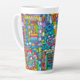 Hand- en digitaal gekleurd patroonpatroon art 53 latte mok