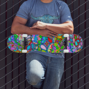 Hand- en digitaal gekleurd patroonpatroon art 54 persoonlijk skateboard