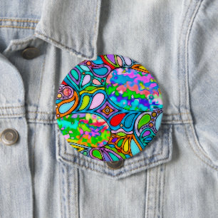 Hand- en digitaal gekleurd patroonpatroon art 54 ronde button 4,0 cm