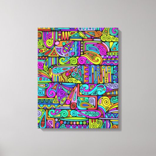 Hand- en digitaal gekleurd patroonpatroon art 5 canvas afdruk (Voorkant)