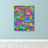 Hand- en digitaal gekleurd patroonpatroon art 5 canvas afdruk (Insitu (Houten vloer))