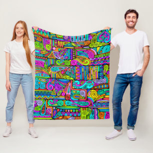 Hand- en digitaal gekleurd patroonpatroon art 5 fleece deken