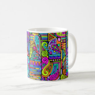 Hand- en digitaal gekleurd patroonpatroon art 5 koffiemok