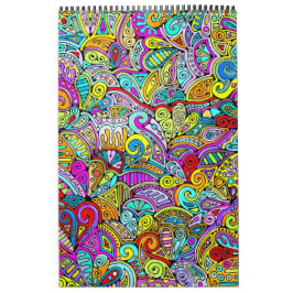 Hand- en digitaal gekleurd patroonpatroon art 6 kalender