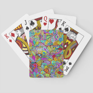 Hand- en digitaal gekleurd patroonpatroon art 6 pokerkaarten