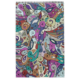 Hand- en digitaal gekleurd patroonpatroon art. 8 kalender