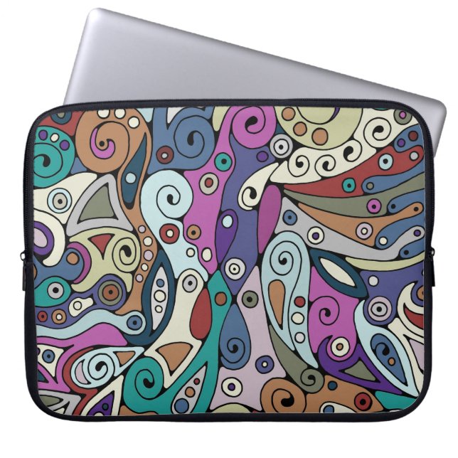 Hand- en digitaal gekleurd patroonpatroon art. 8 laptop sleeve (Voorkant)