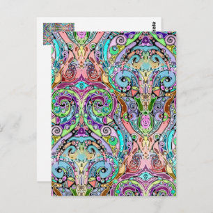 Hand- en digitaal gekleurde patroonkunst 10 briefkaart