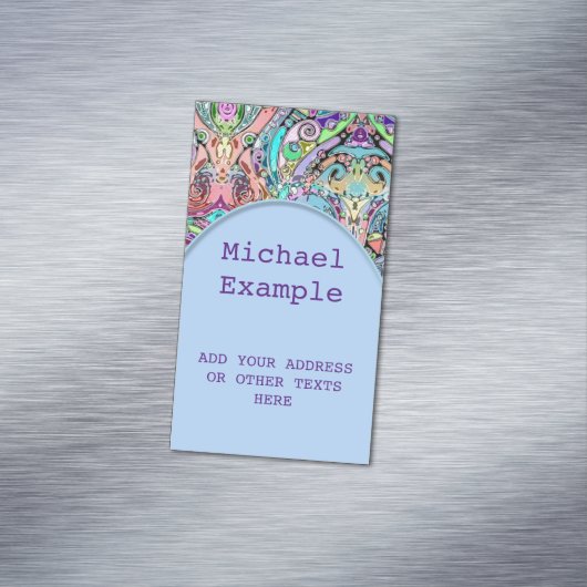Hand- en digitaal gekleurde patroonkunst 10 magnetisch visitekaartje (Voorbeeld)