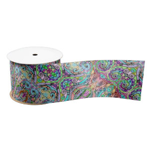 Hand- en digitaal gekleurde patroonkunst 10 satijnen lint