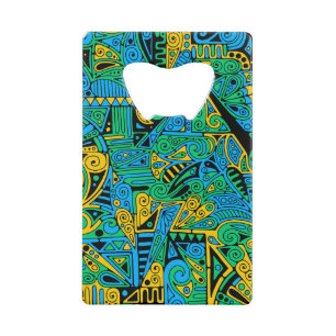 Hand- en digitaal gekleurde patroonkunst 21 creditkaart flessenopener