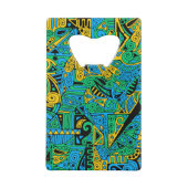 Hand- en digitaal gekleurde patroonkunst 21 creditkaart flessenopener (Achterkant)