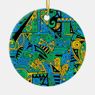 Hand- en digitaal gekleurde patroonkunst 21 keramisch ornament