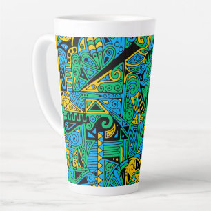 Hand- en digitaal gekleurde patroonkunst 21 latte mok