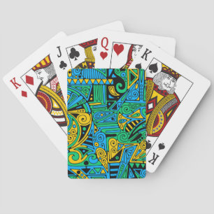 Hand- en digitaal gekleurde patroonkunst 21 pokerkaarten