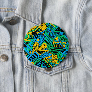 Hand- en digitaal gekleurde patroonkunst 21 ronde button 4,0 cm