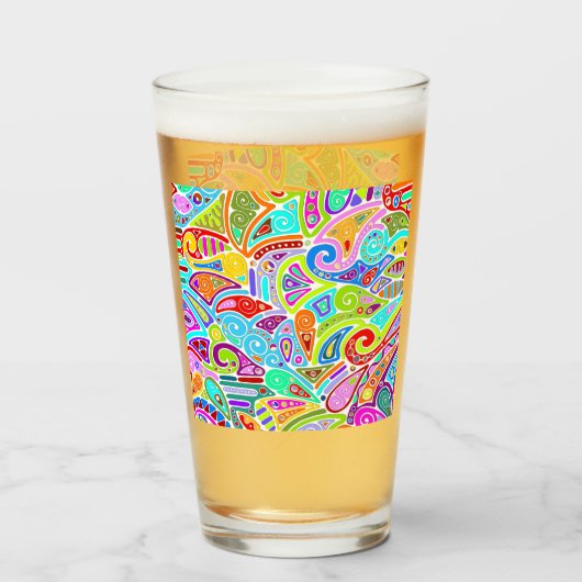 Hand- en digitaal gekleurde patroonkunst 7 glas (Voorkant gevuld)