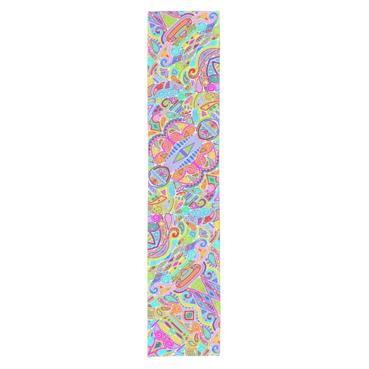 Hand- en digitaal gekleurde patroonkunst 7 korte tafelloper (Voorkant)