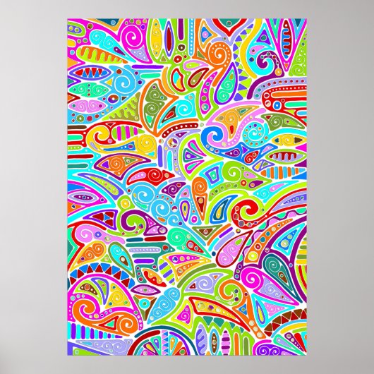 Hand- en digitaal gekleurde patroonkunst 7 poster (Voorkant)