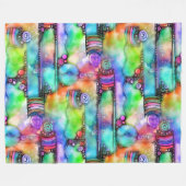 Hand en digitaal geschilderd naadloos patroon 64 fleece deken (Voorkant (Horizontaal))