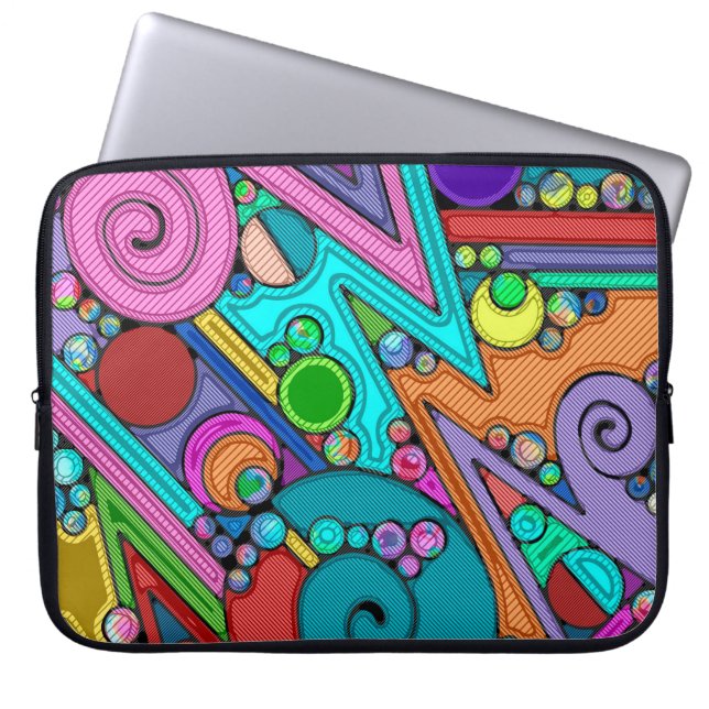 Hand- en digitaal geverfde Patroonkunst 12 Laptop Sleeve (Voorkant)