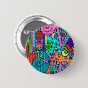 Hand- en digitaal geverfde Patroonkunst 12 Ronde Button 5,7 Cm