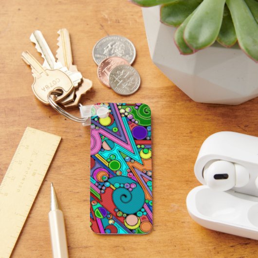 Hand- en digitaal geverfde Patroonkunst 12 Sleutelhanger (Bureau)