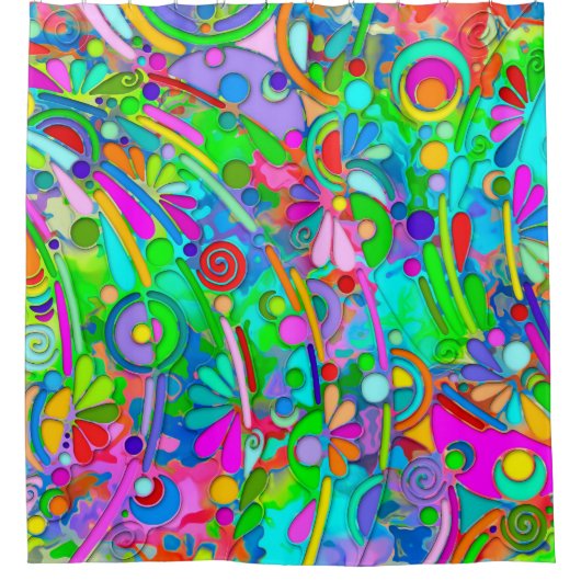 Hand- en digitaal geverfde Patroonkunst 18 Douchegordijn (Voorkant)