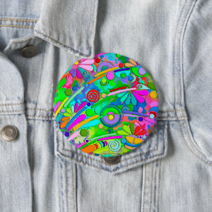 Hand- en digitaal geverfde Patroonkunst 18 Ronde Button 4,0 Cm