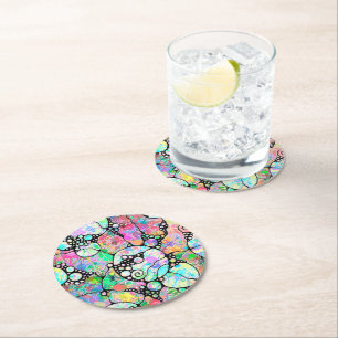 Hand- en digitaal geverfde Patroonkunst 31 Ronde Kartonnen Onderzetter