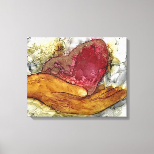 Hand en hart met liefde omhuld canvas afdruk (Voorkant)
